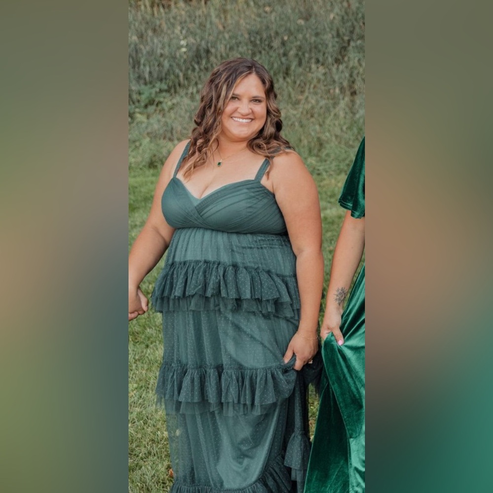 Lulus Emerald Green Mesh Swiss Dot Tiered Maxi Dress